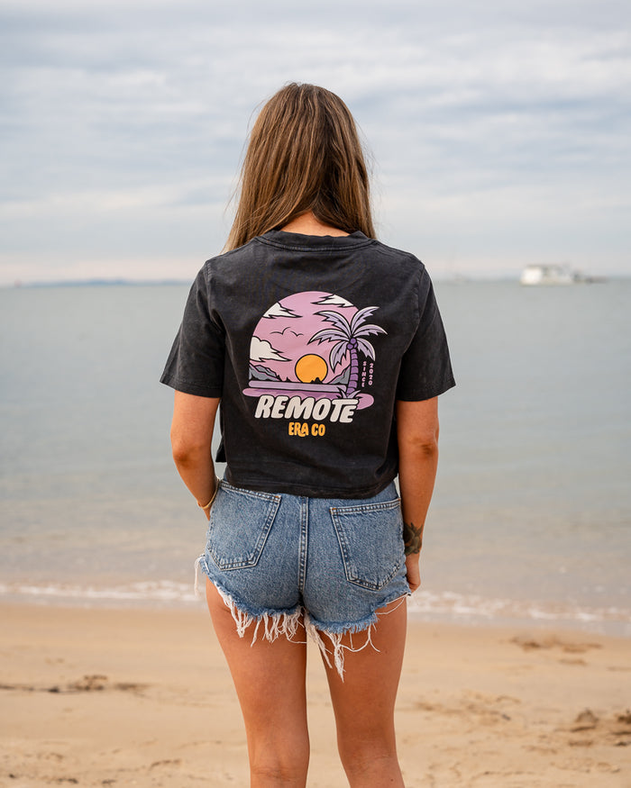 LADIES STONE WASH CROP