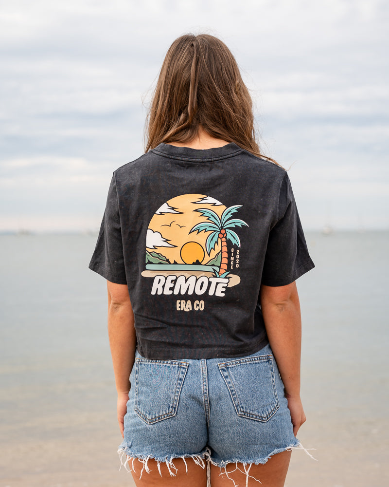 LADIES STONE WASH CROP