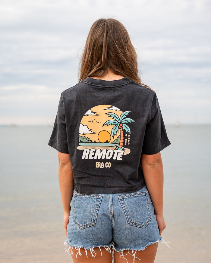 LADIES STONE WASH CROP