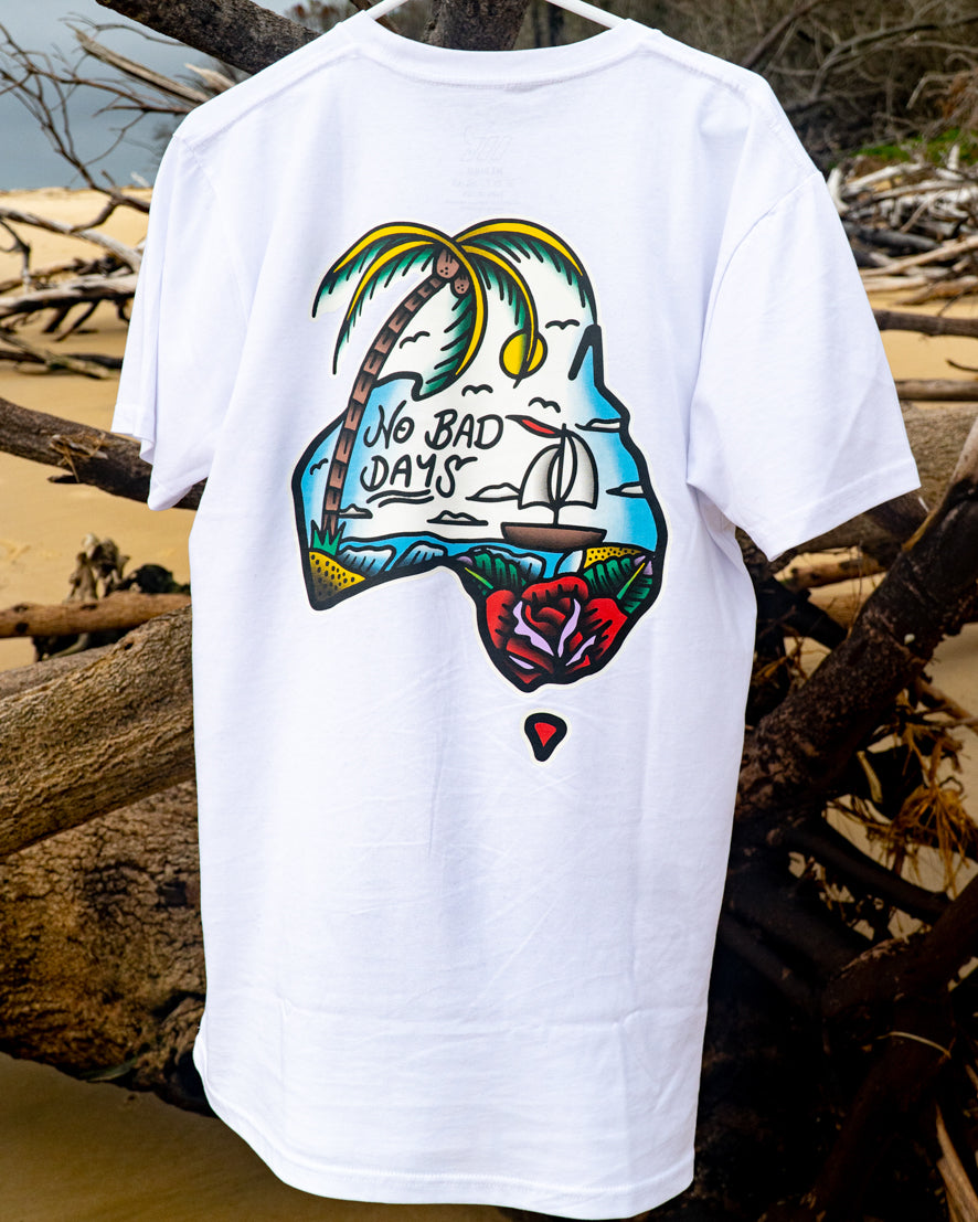 WHITE NO BAD DAYS TEE