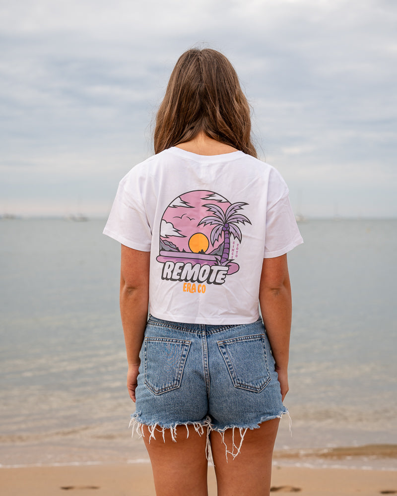 LADIES WHITE CROP